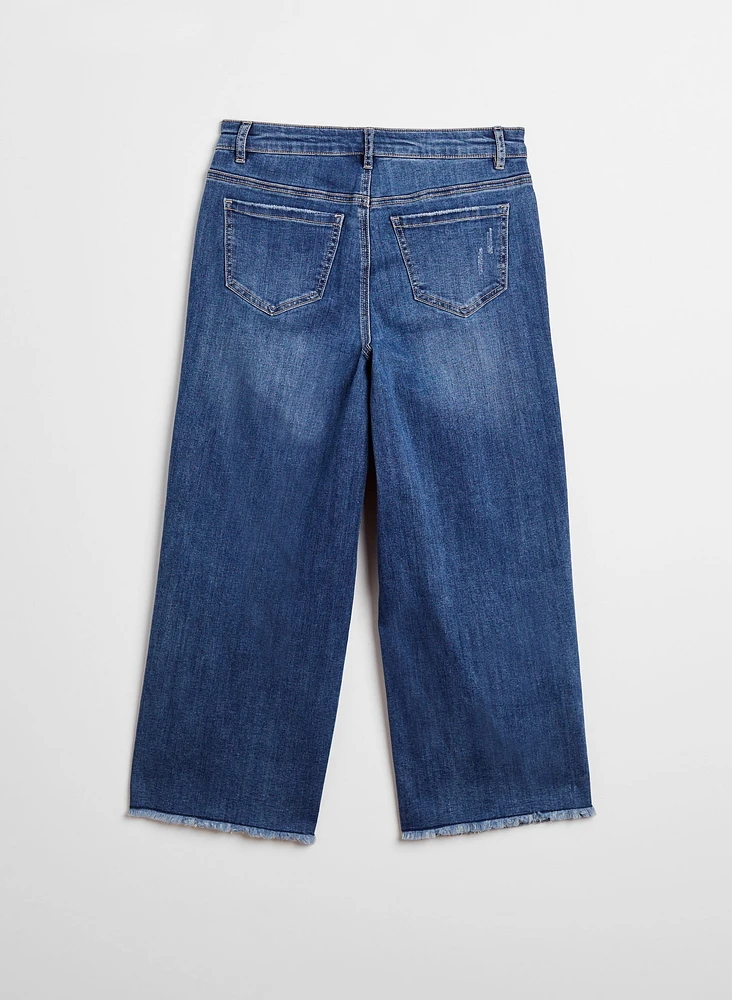 Frayed Hem Culotte Jeans