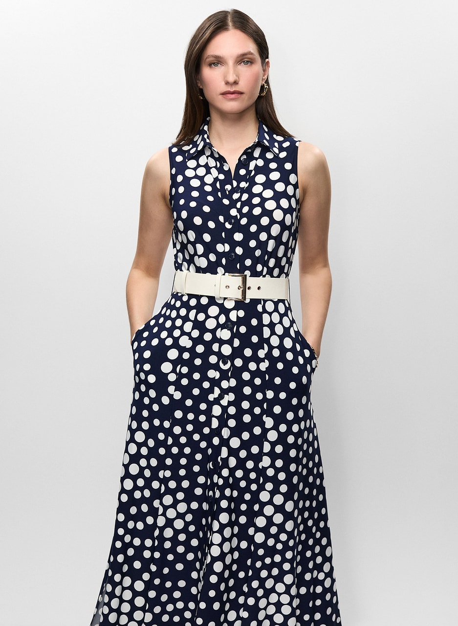 Button Front Polka Dot Dress