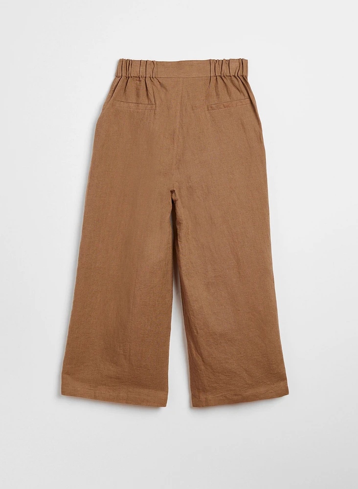 Wide Leg Linen Culotte Pants