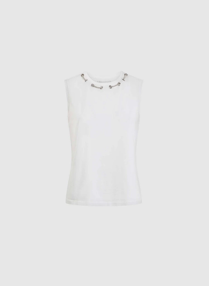 Sleeveless Eyelet Detail Top