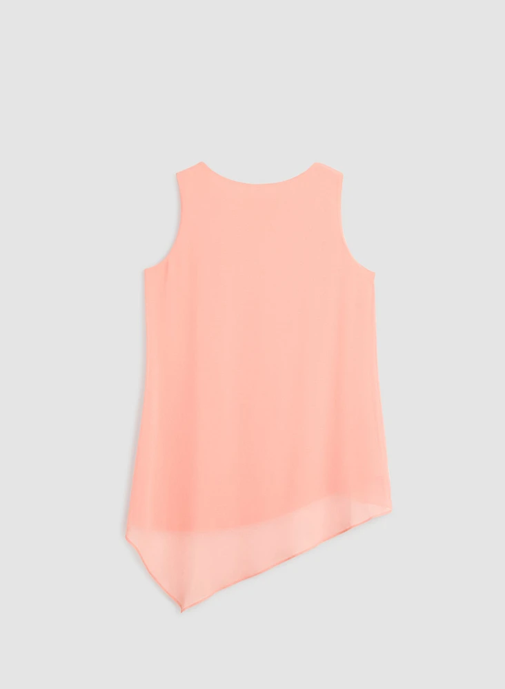 Sleeveless Chiffon Overlay Tunic