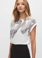 Metallic Leaf Print Tee