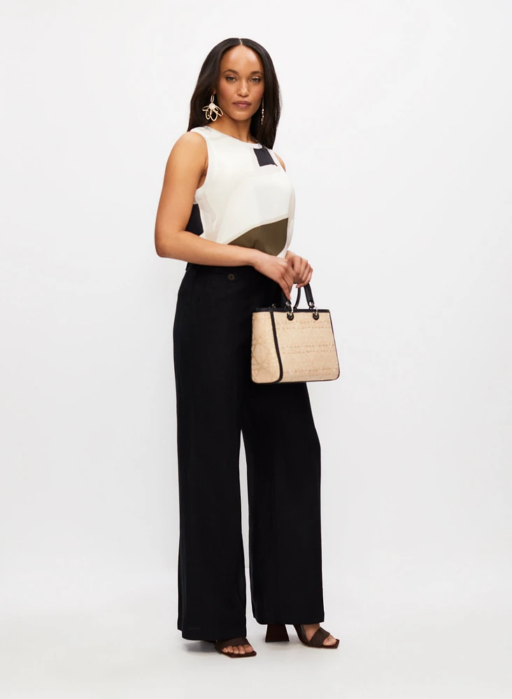 Linen-Blend Wide Leg Pants