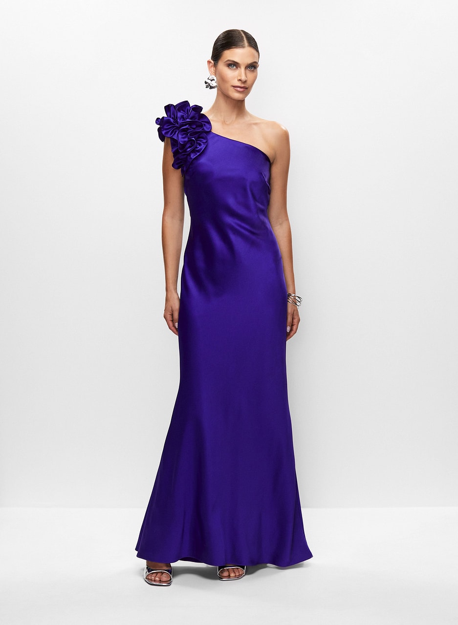 One-Shoulder Satin Gown