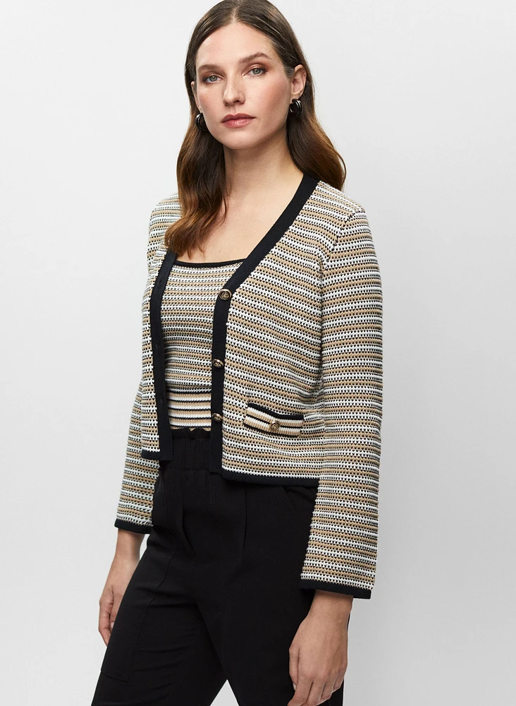 Striped Button Front Cardigan