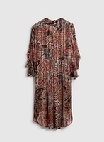 Paisley Print Asymmetric Button-Up Tunic