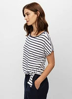 Stripe Print Side Tie Tee