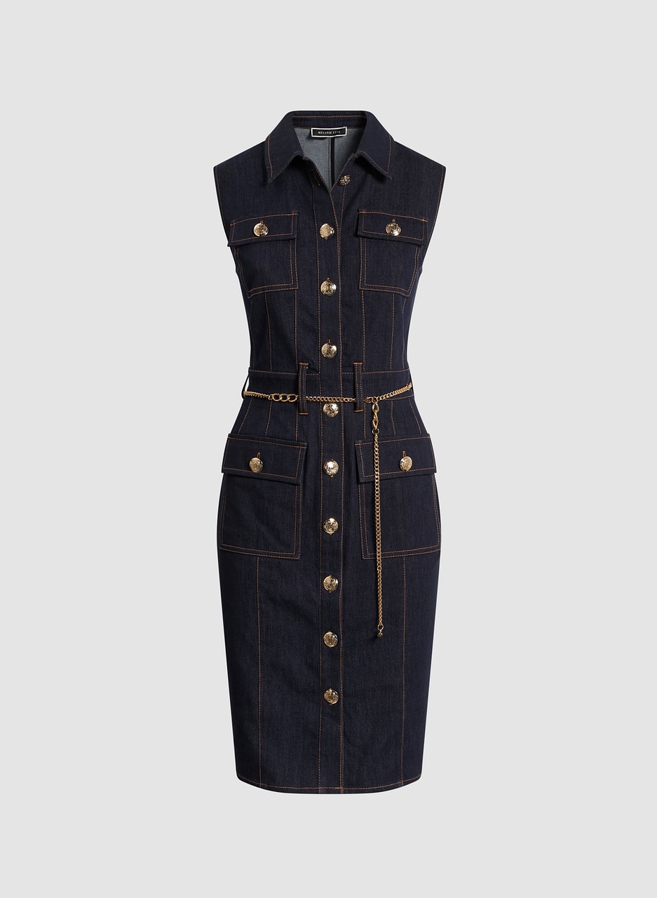 Button Front Denim Dress