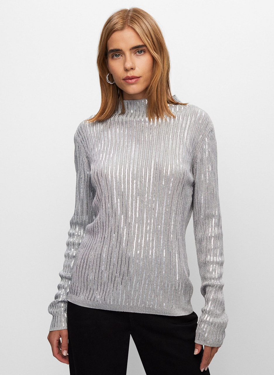 Sequin Rib Knit Sweater