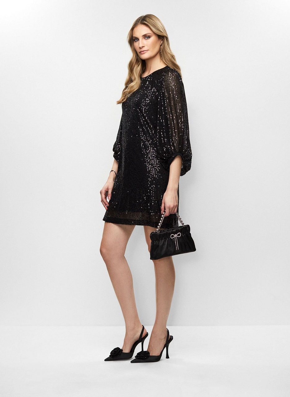 Sequin Puff Sleeve Dress