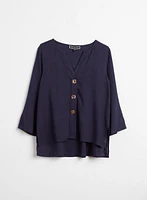 3/4 Sleeve Button Detail Top