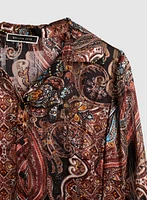 Paisley Print Asymmetric Button-Up Tunic