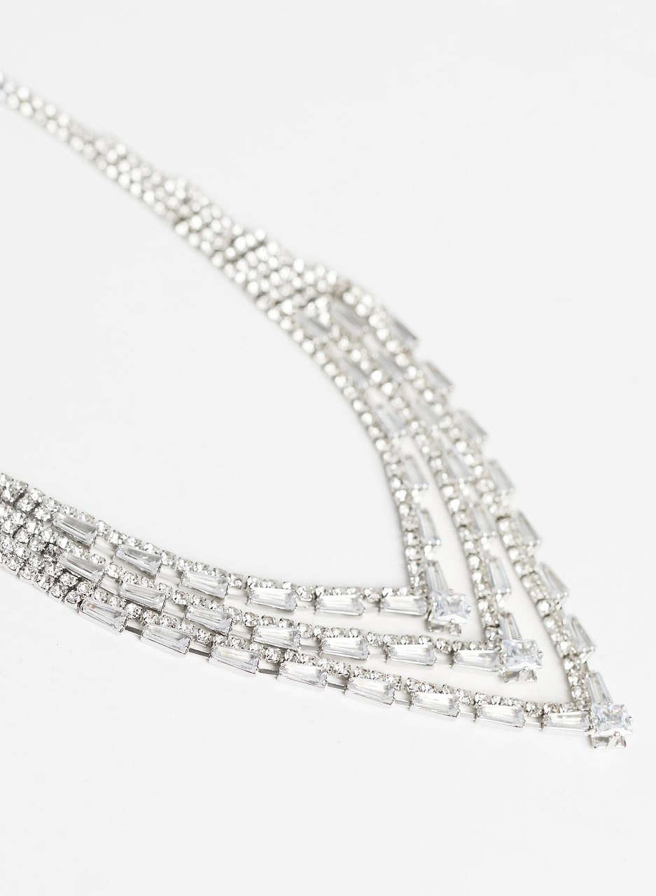 Triple Row Crystal Necklace