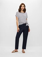 Stripe Print Side Tie Tee