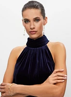 Halter Neck Velvet Dress