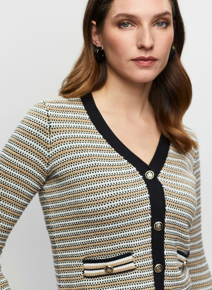 Striped Button Front Cardigan