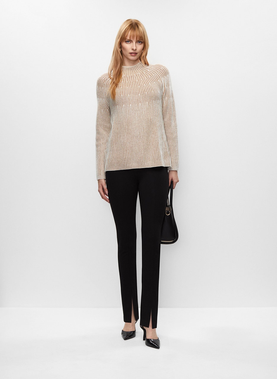 Funnel Neck Sweater & Slit Hem Pants