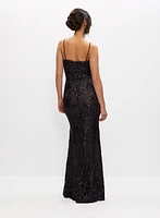 Deep V-Neck Sequin Gown