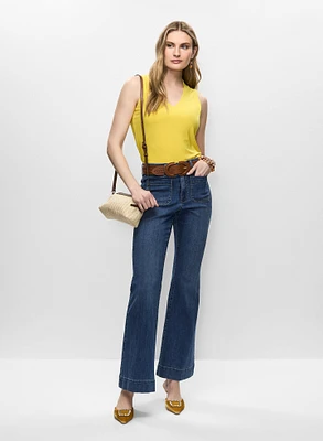 Sleeveless Top & Flare Leg Jeans