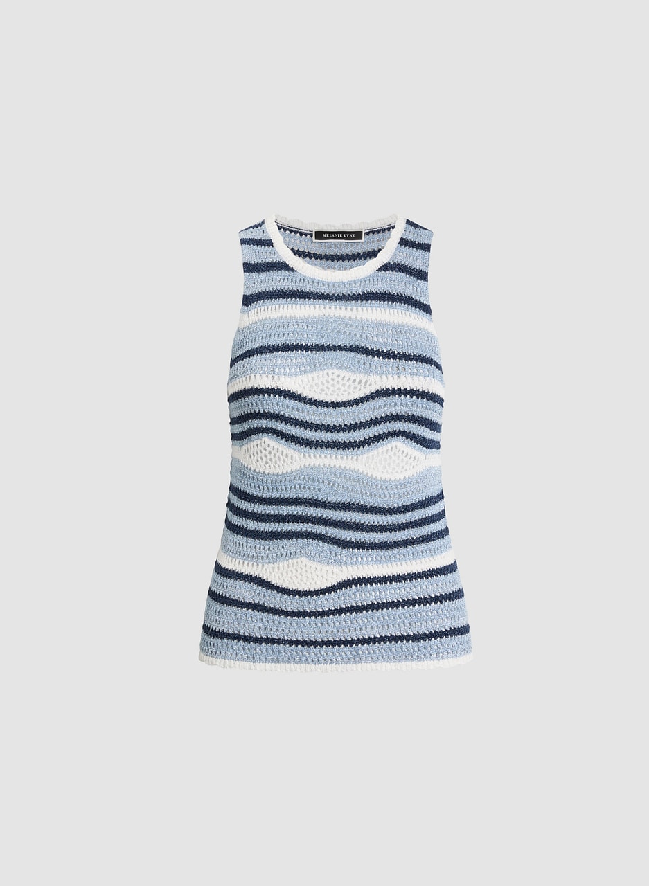 Striped Sleeveless Open-Knit Top