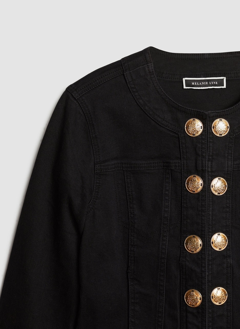 Crested Button Denim Jacket