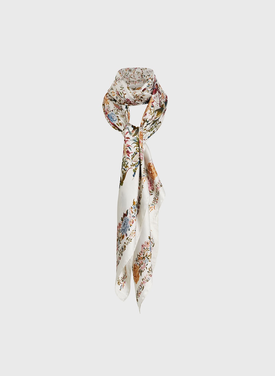 Floral & Bird Print Scarf