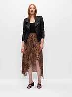 Leopard Print Smocked Waist Skirt