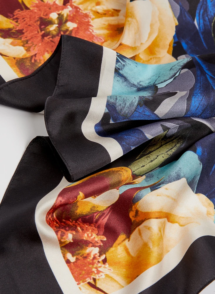 Floral Print Silk Scarf