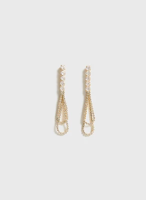 Linear Crystal Chain Earrings
