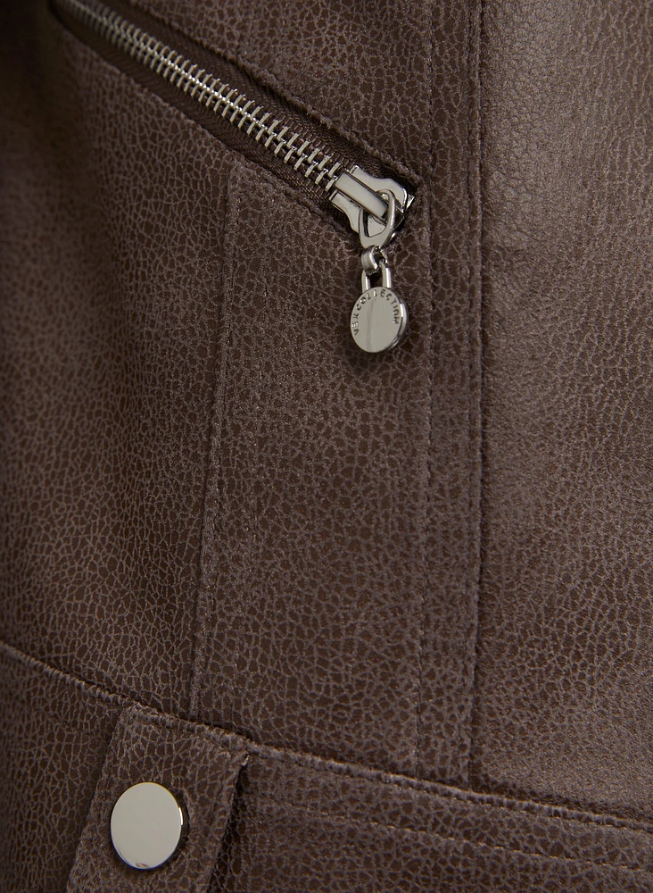 Vex - Zip Detail Faux Suede Jacket