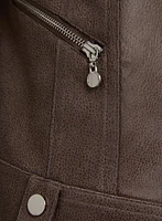 Vex - Zip Detail Faux Suede Jacket