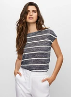 Stripe Print Short Sleeve Top