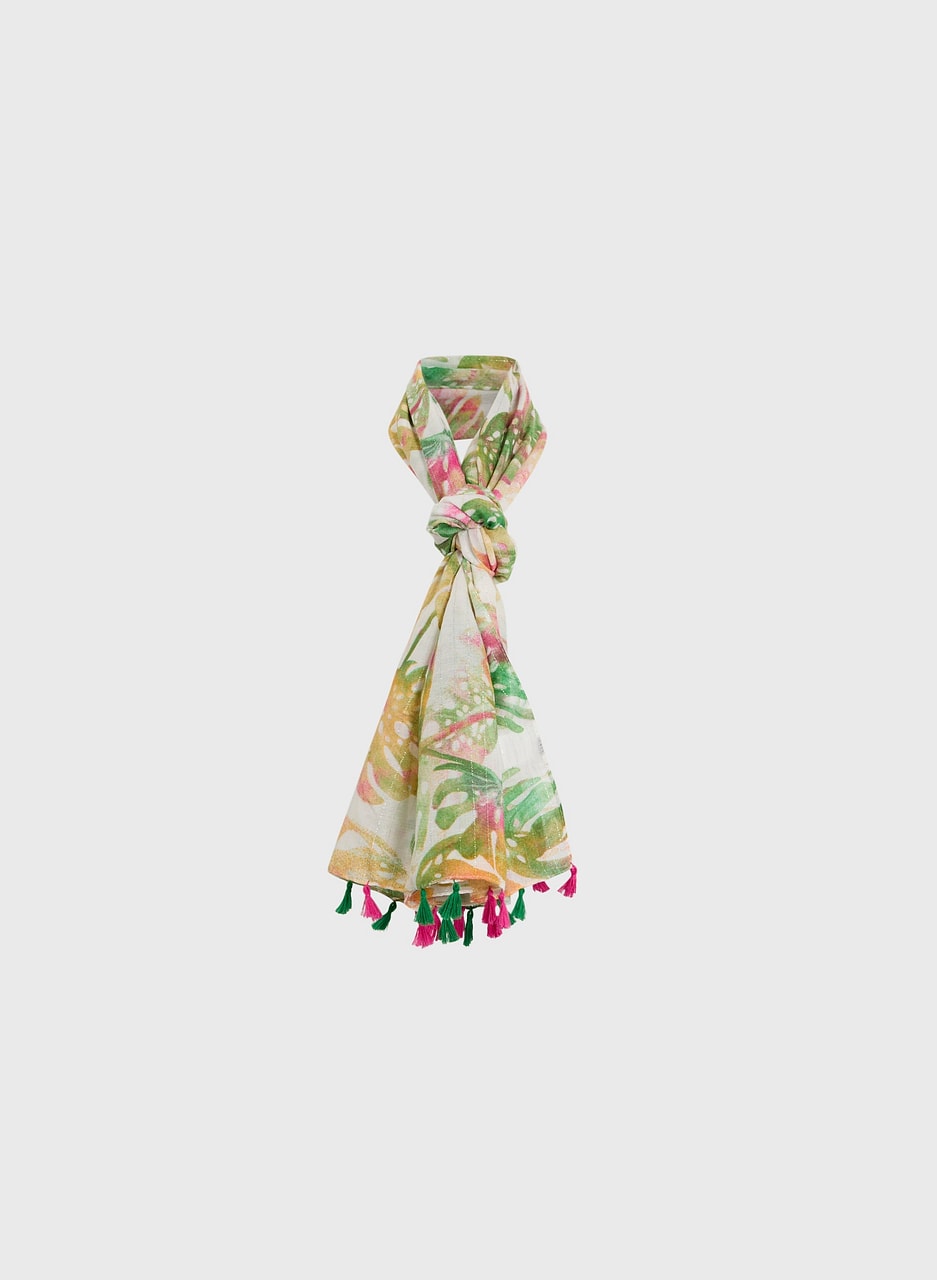 Tropical Tassel Trim Scarf