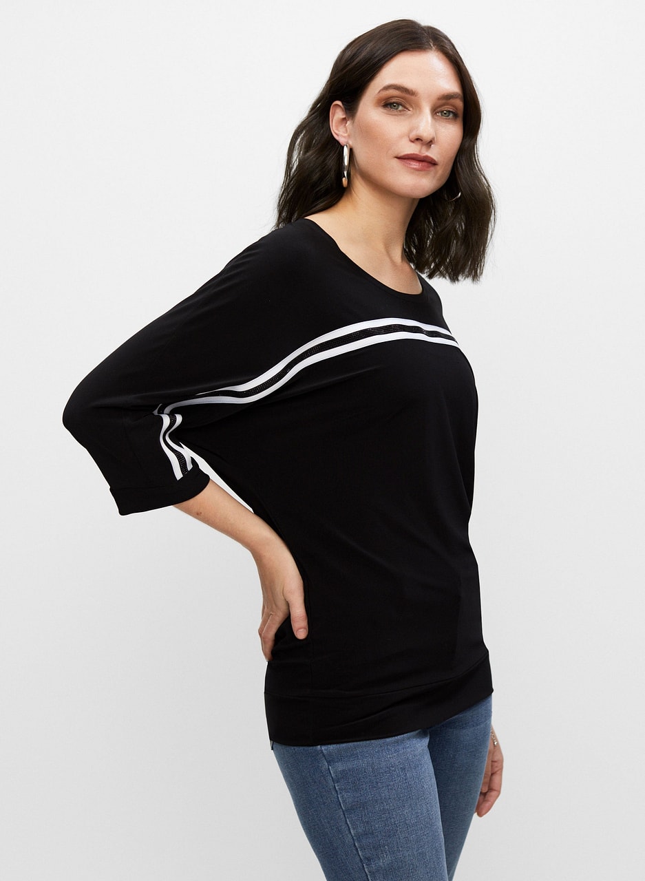 Contrast Stripe 3/4 Sleeve Top