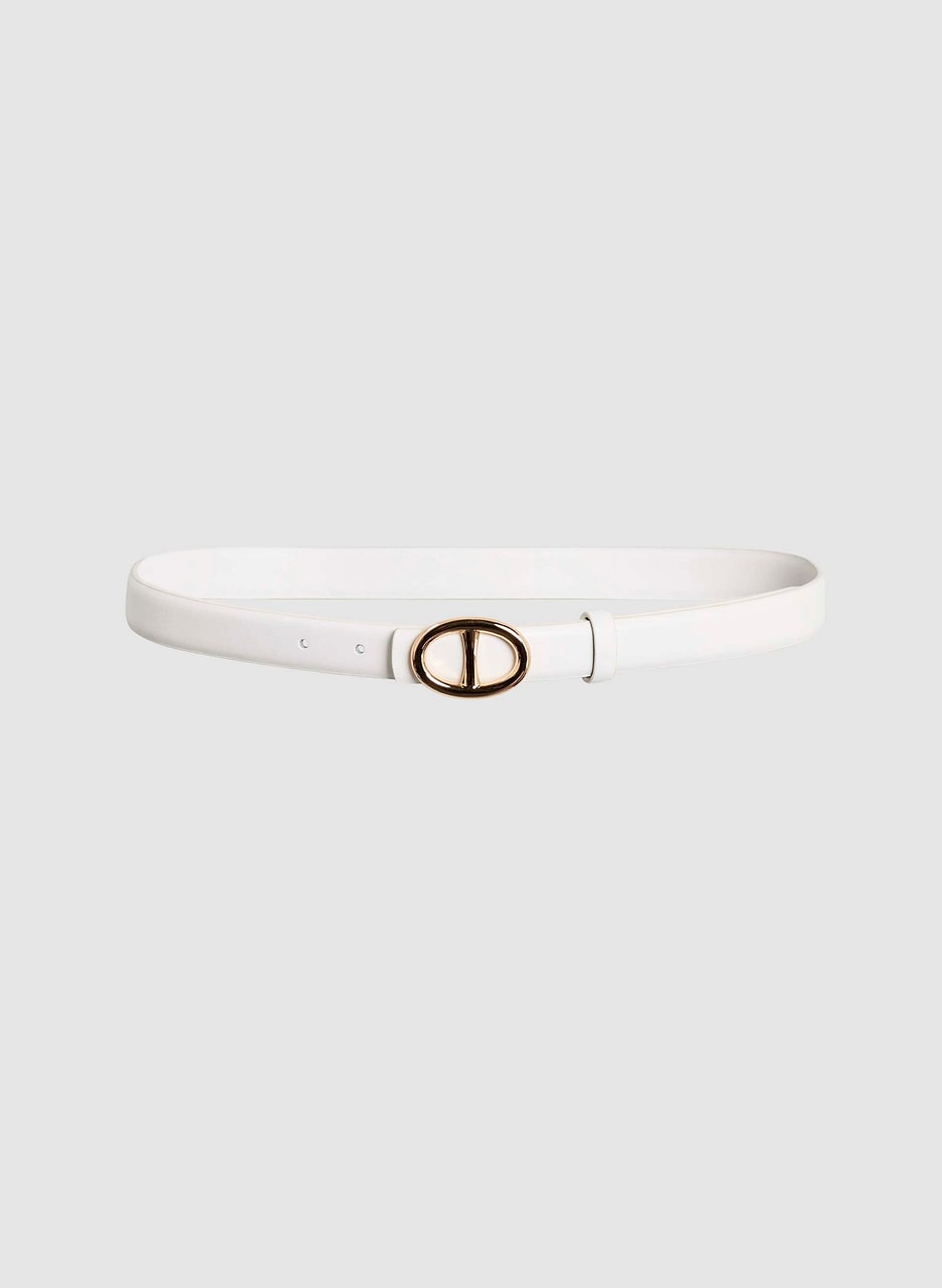 Leather Belt With Oval Buckle