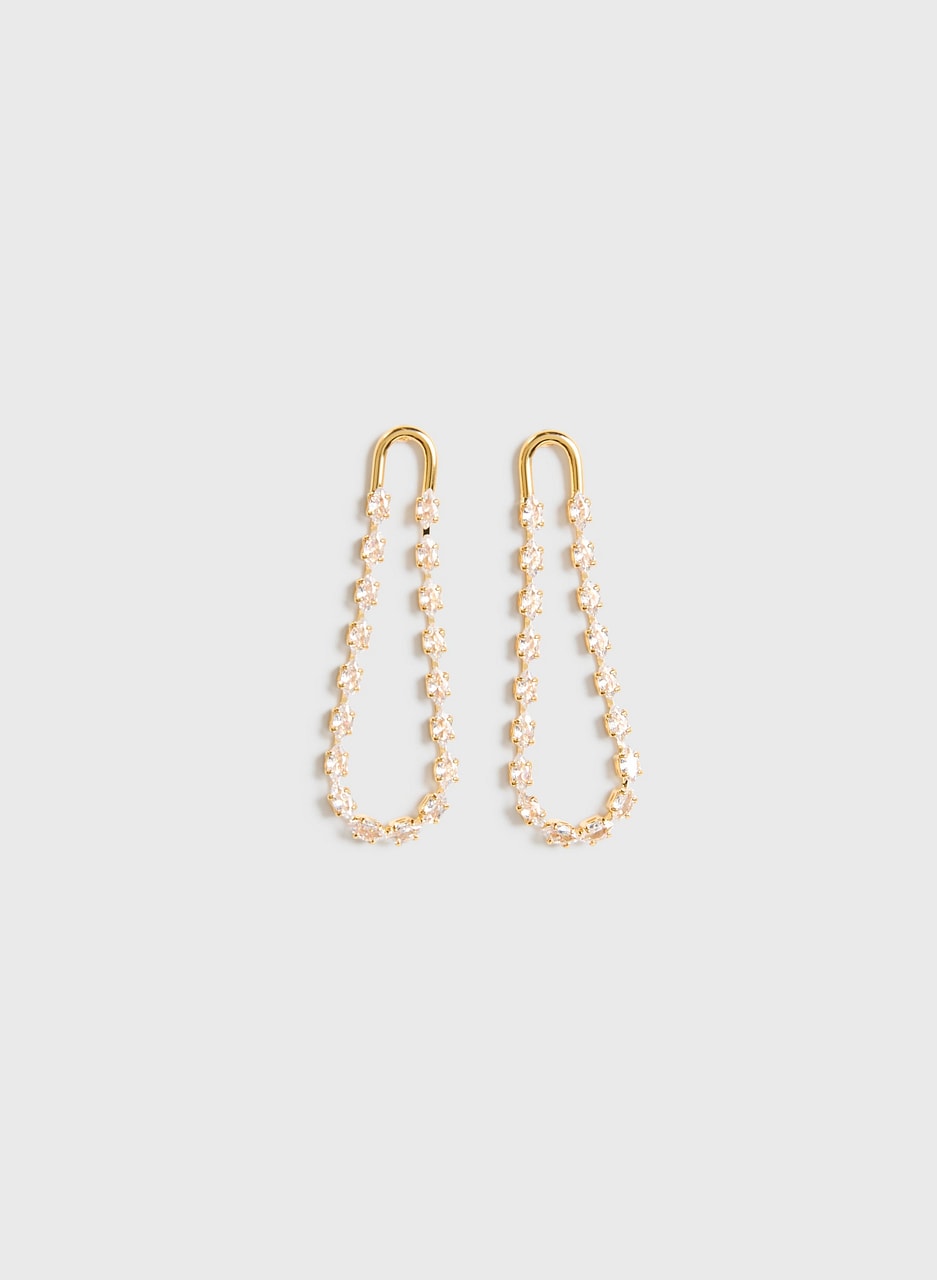 Oval Crystal Loop Earrings