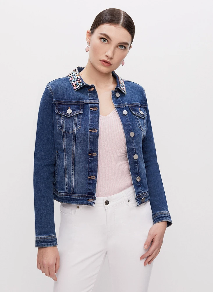 Embellished Collar Denim Jacket