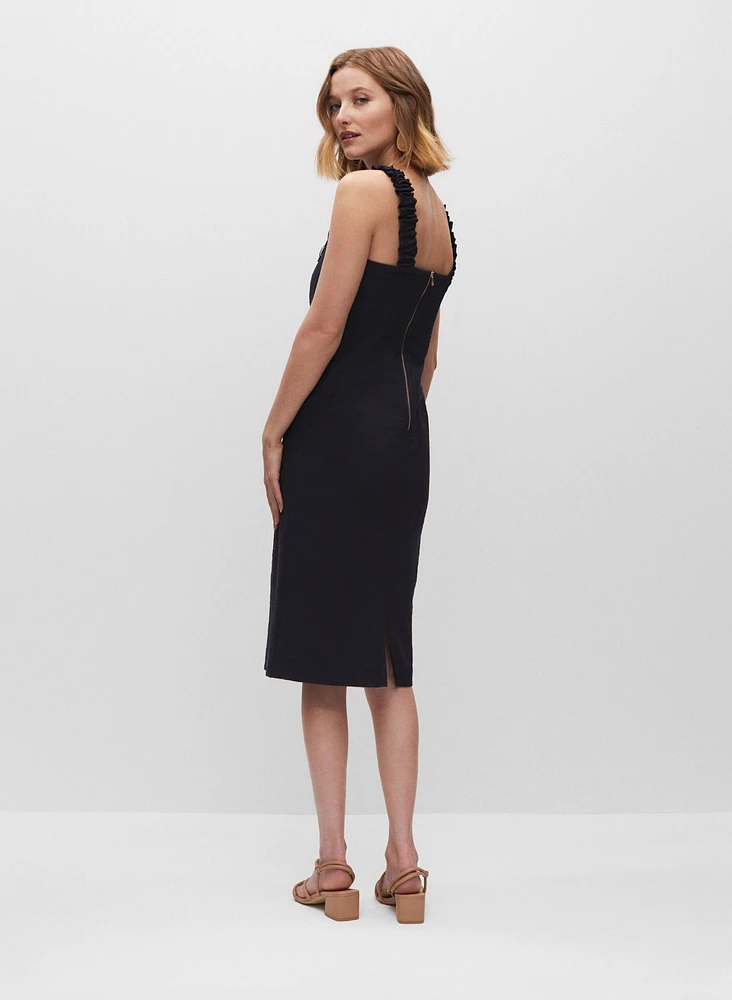 Ruched Strap Midi Dress