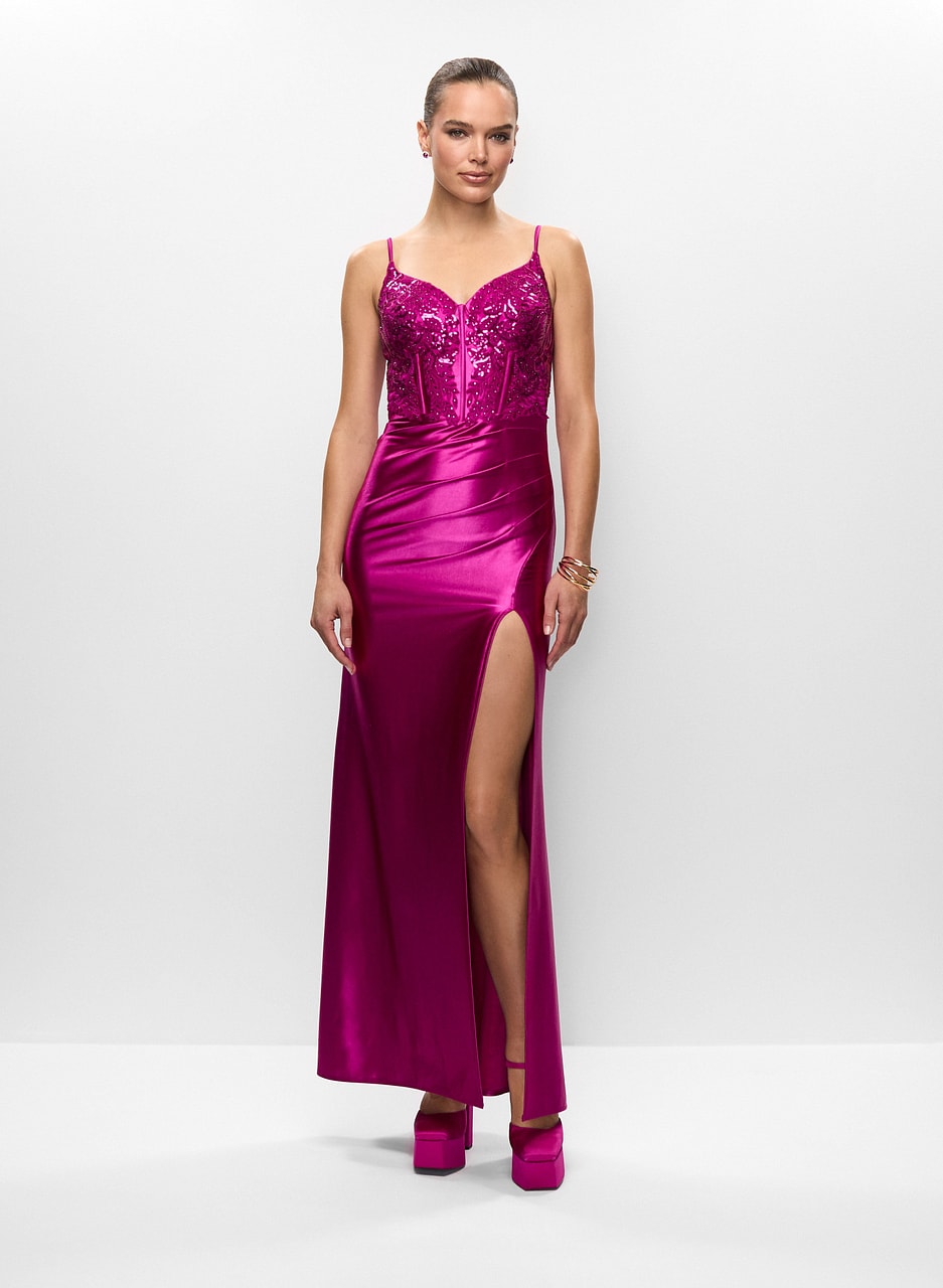 Satin Gown & Crisscross Cuff Bracelet