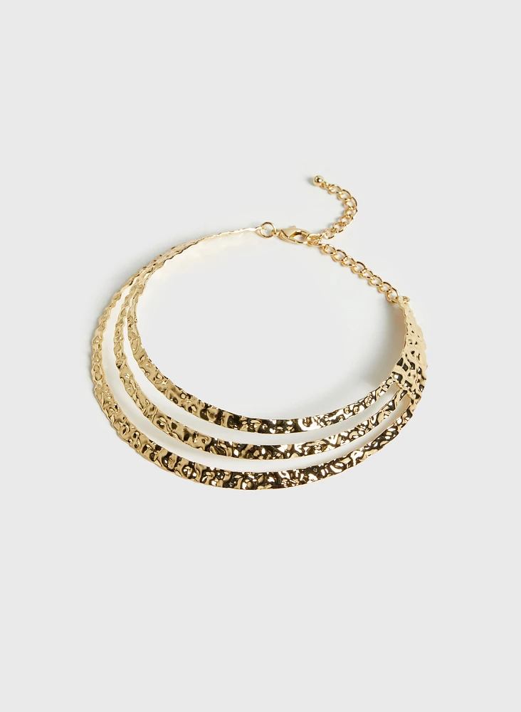 Hammered Effect Multi-Row Necklace