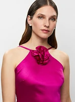 Rose Detail Satin Dress