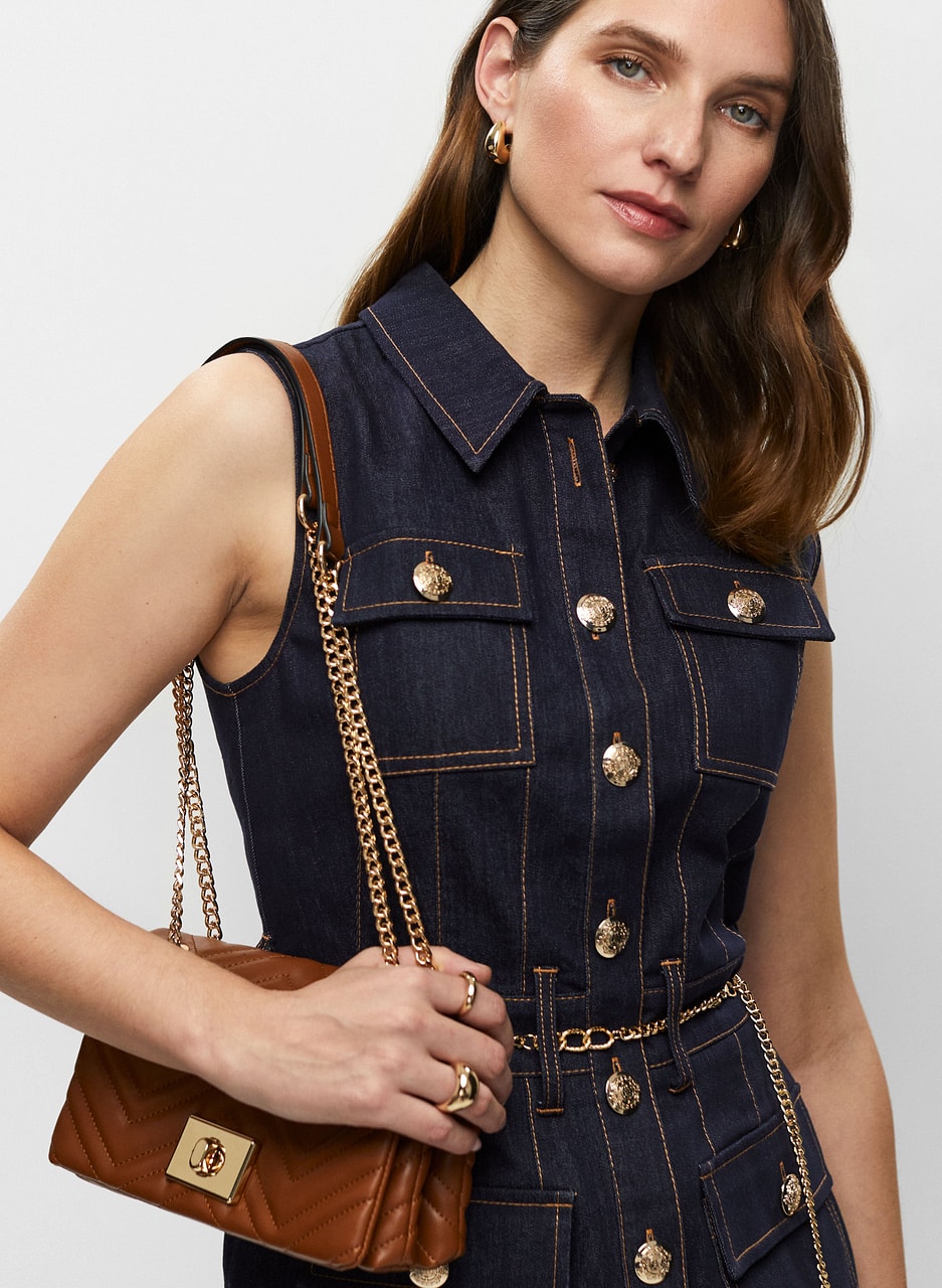 Button Front Denim Dress