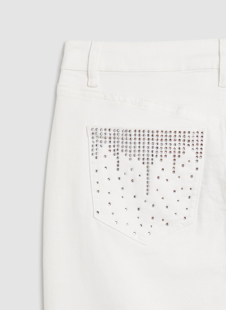 Rhinestone Detail Denim Pencil Skirt