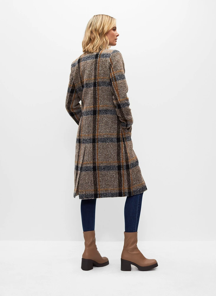 Plaid Wool Blend Coat