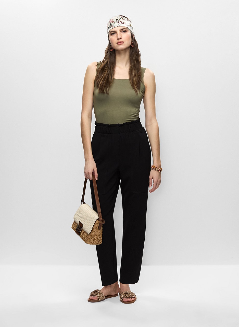 Scoop Neck Cami & Ruffle Waist Pants