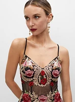 Embroidered Corset Detail Gown