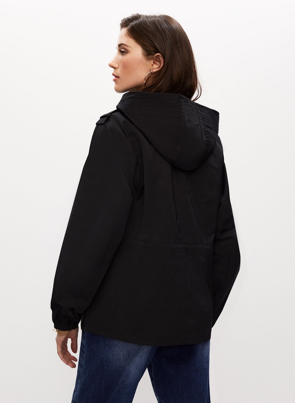 Drawstring Detail Hooded Coat