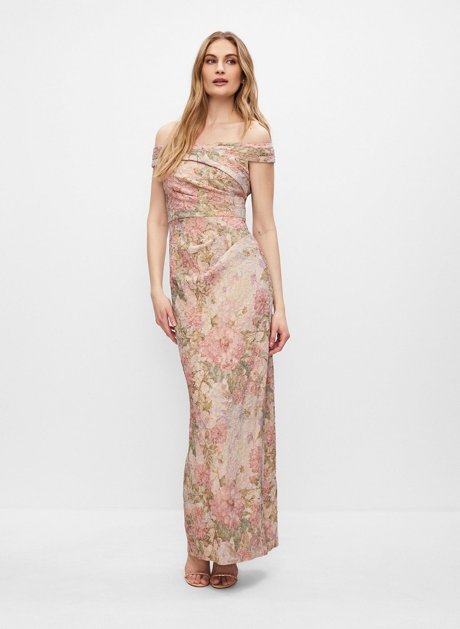 Adrianna Papell - Floral Off-the-Shoulder Gown