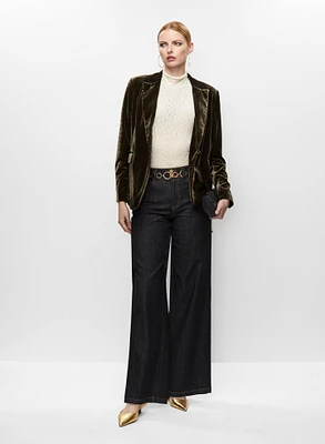 Velvet Jacket & Top With Wide Leg Jeans