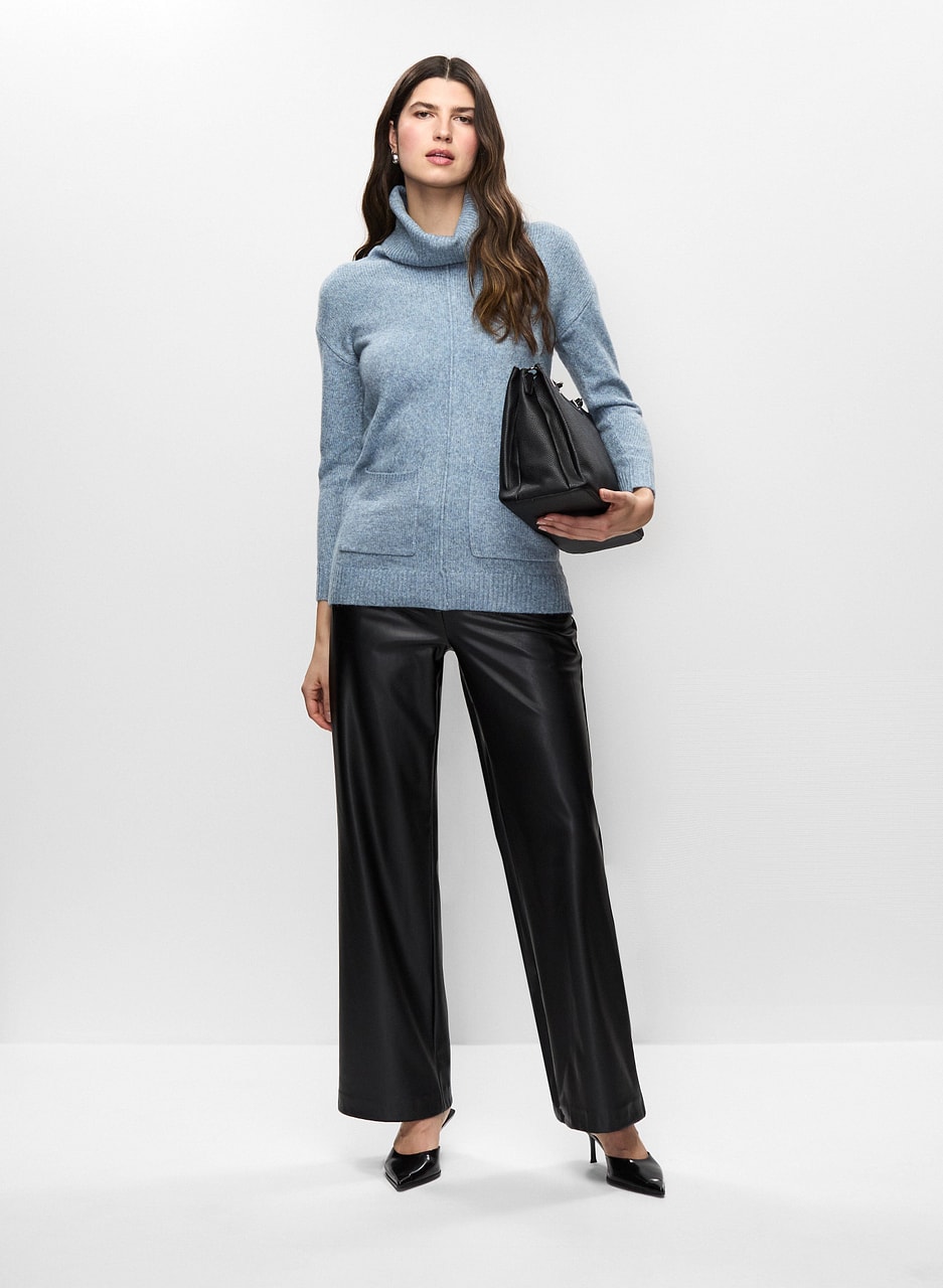 Cowl Neck Sweater & Vegan Leather Pants